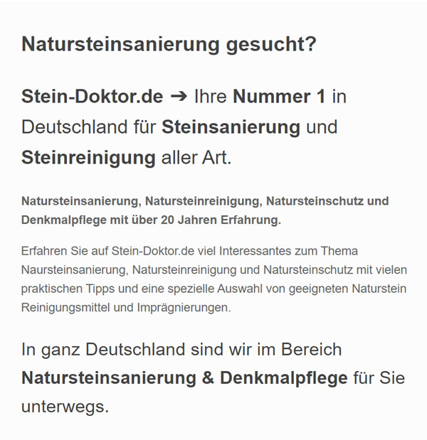 Natursteinsanierung / Natursteinreinigung in 23552 Lübeck
