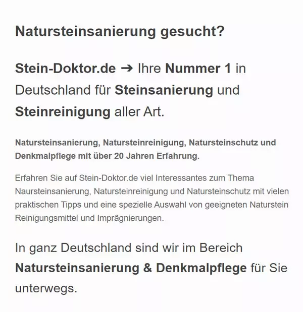 Natursteinsanierung / Natursteinreinigung 
